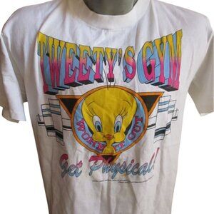 Tweety Bird Vintage Men's T-shirt Large Single Stitch Workout Gym Delta USA
